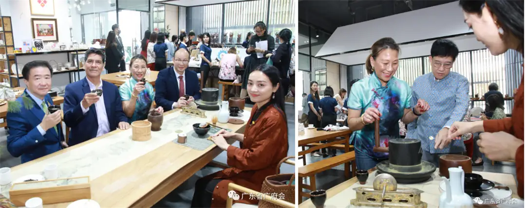 President Liao Weiyang of the Provincial Guangfu Association introduced Chinese Song Dynasty tea to the Consul General of Peru, the wife of the foreign ambassador and others